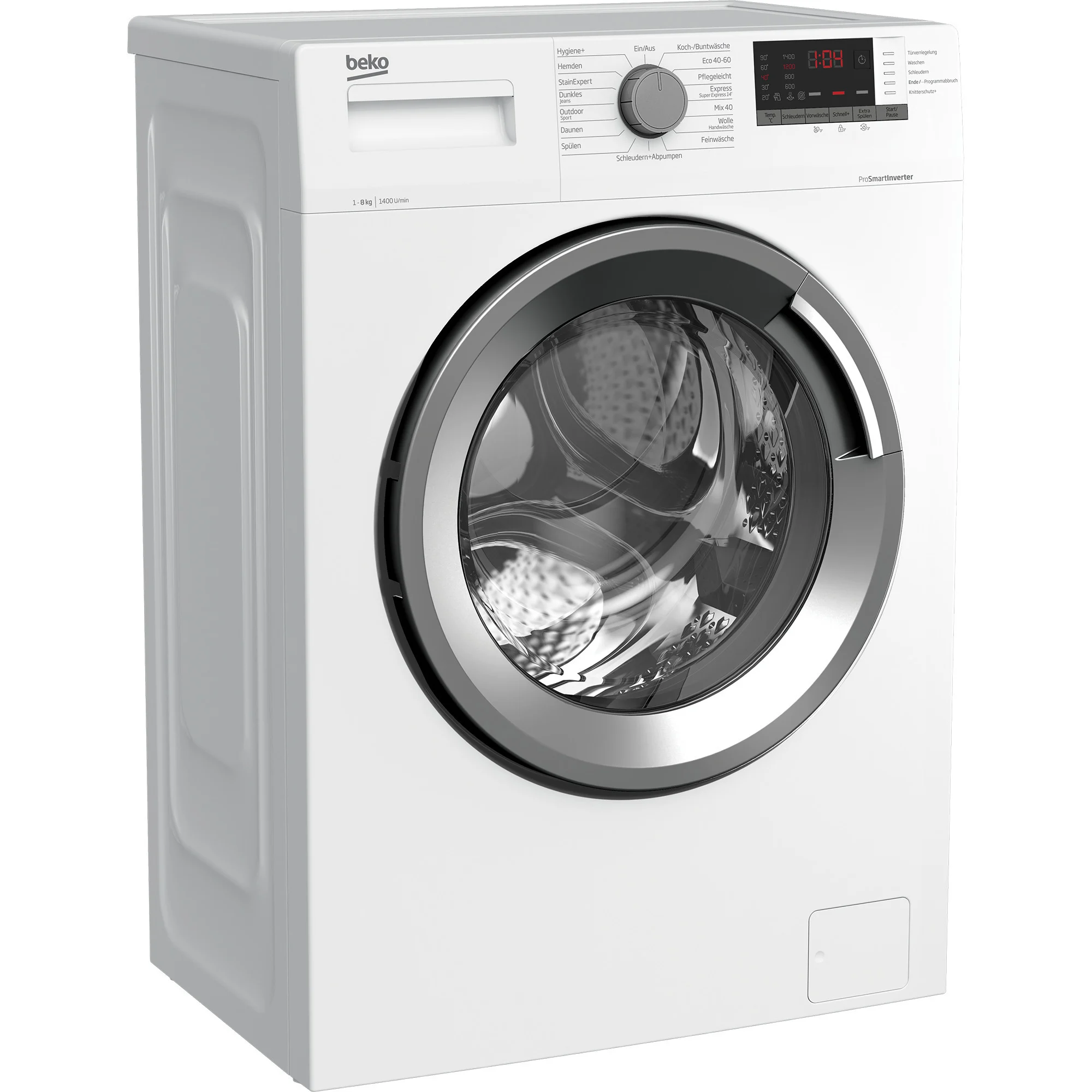 BEKO WMO822A Waschmaschine 8 kg – Energieklasse A, 15 Programme, StainExpert, Hygiene+ mit Dampf, SteamCure, AntiCrease, Aquawave-Schontrommel, 1400 U/Min – weiß/silber
