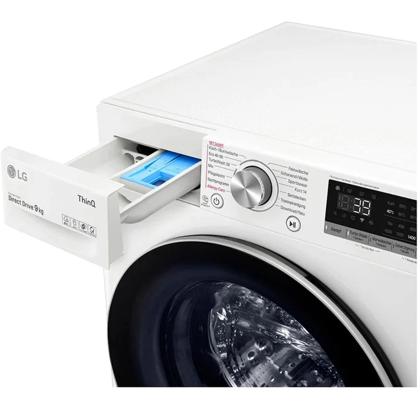 LG F4WV709P1E Waschmaschine 9 kg – AI DD, TurboWash 360°, Steam & Allergy Care, 6 Motion, Inverter Direct Drive, SmartThinQ – Extra leise, hygienisch & ultraschnell
